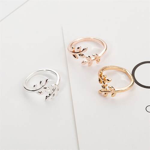 Charms Two colors Olive ree Branch Leaves Open Ring for Wome