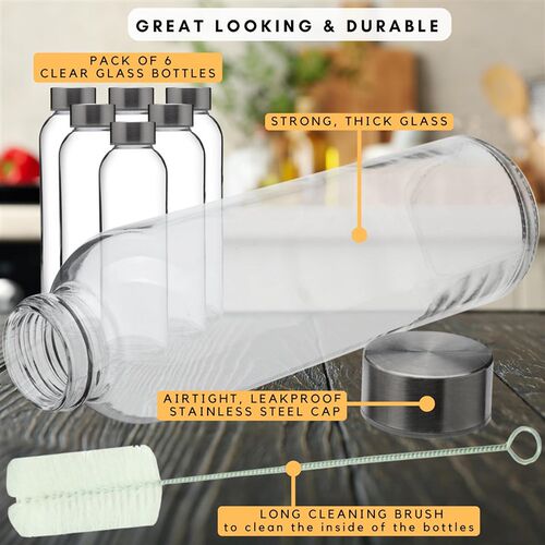 Glass Water Bottles Drinking Jar Juice Beverage Container