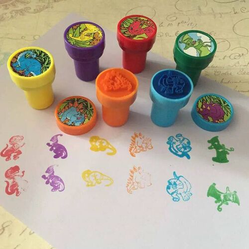 12PCS Stamps Cartoon Kids Self-ink Stamps Children Toy For S