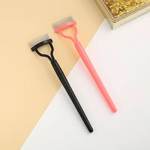 New Black Pink Eyelash Curler Metal Eyelash Brush Comb Porta