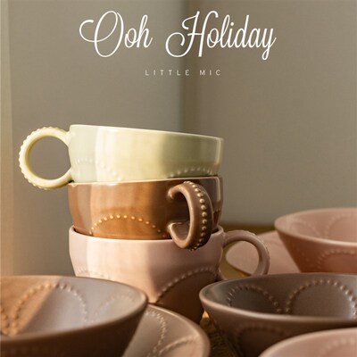 Japanese style tableware relief retro ceramic plate mug