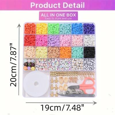 6MM Unique Polymer Clay Beads Set Color Flat Chip Beads For
