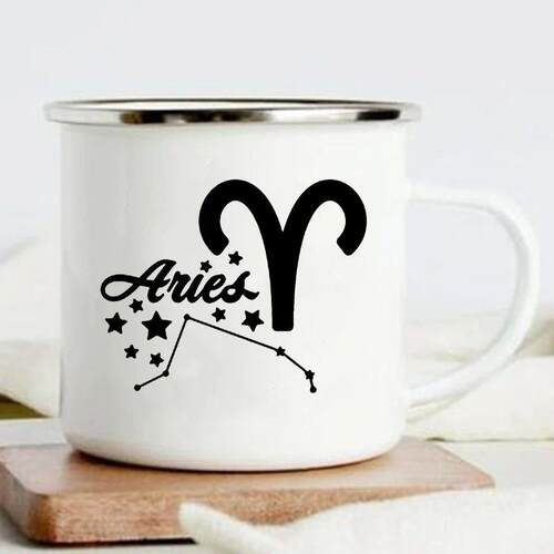 Twelve Constellations Print Enamel Mug Creative Coffee Tea W