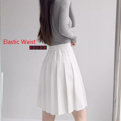 48cm Women Pleated Skirt Preppy Style Ladies Mini Skirts Hig