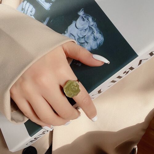 Fashion Enamel Wide Ring for Women Men Punk Multicolor Adjus