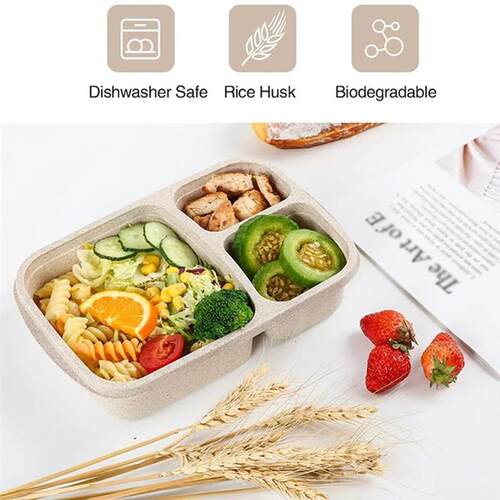 Compartment Separate 3 Grids Portable Lunch Box Kids Student