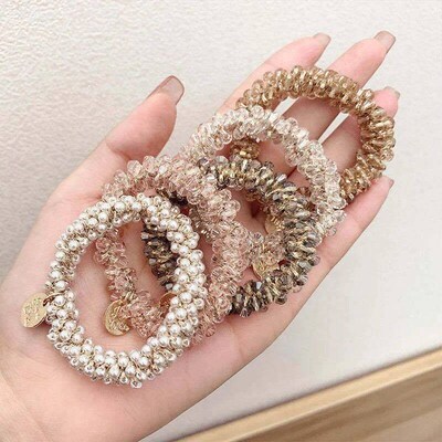 Pearl Multicolor Beads Hair Tie Lady Elastic Hair Rope Simpl