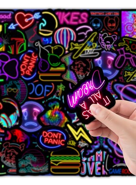 50PCS Cartoon Neon Light Graffiti Stickers Car Guitar Motorc