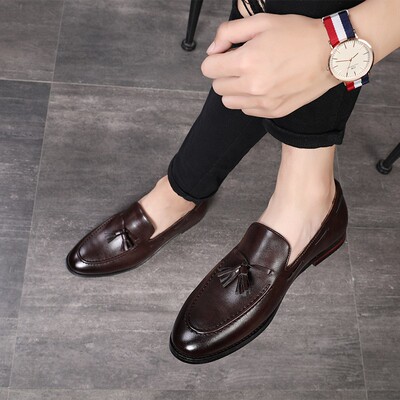 Men Classic Tassel Loafers Leather Dress Casual Shoes Autumn