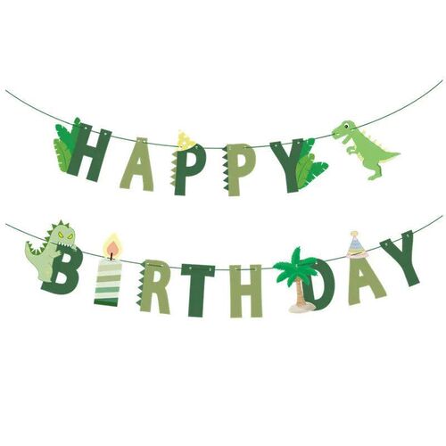 Dinosaur Happy Birthday Garland Banner Roar Dino Party Ballo