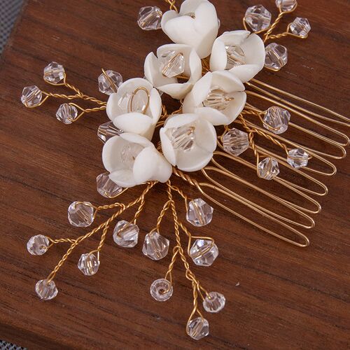 European Bridal Crystal Hair Accessory Handmade Flower Hair