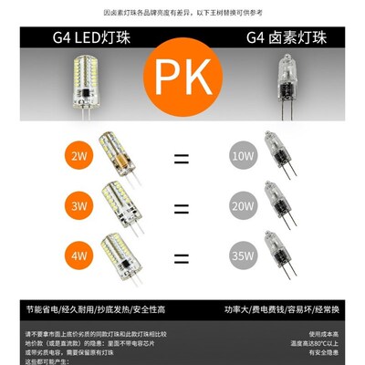 G4高亮led灯珠替代12V5W10W20W35W插脚小灯泡水晶灯节能halogen灯