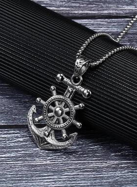 Fashion titanium steel pendant anchor titanium steel necklac
