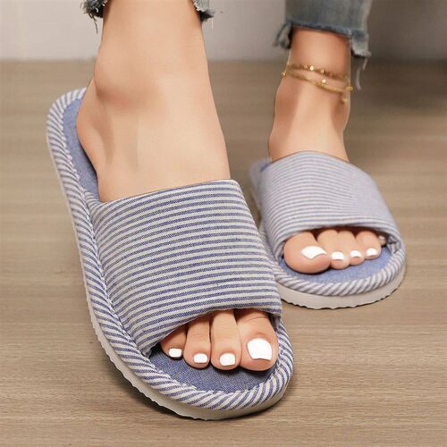 Womens Summer Striped Slippers Simple Fashionable Indoor Ho