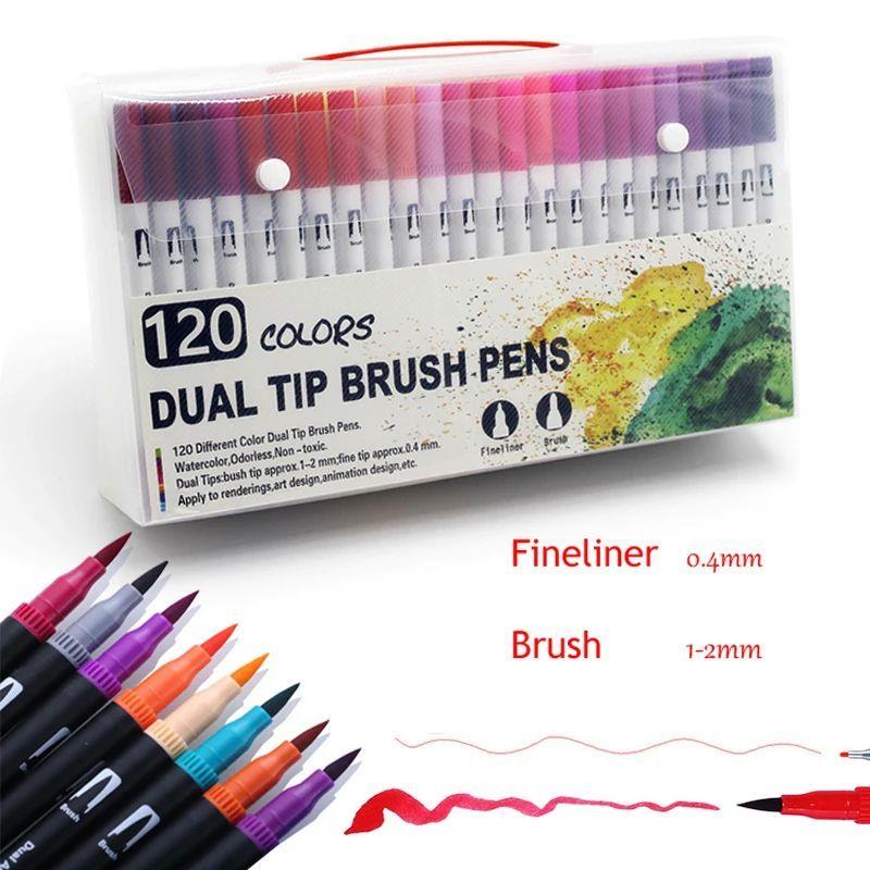 Markers Set 36/48/72/120 Colors FineLiner Dual Tip Brush Pen图片