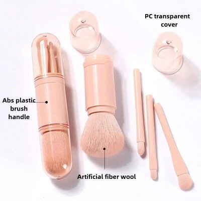 4in1 Travel Makeup rushes Set Retractable Kabuki rush and 3