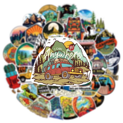 10/30/50/100pcs Outdoor Hiking Camping ers Cartoon Decal Ska