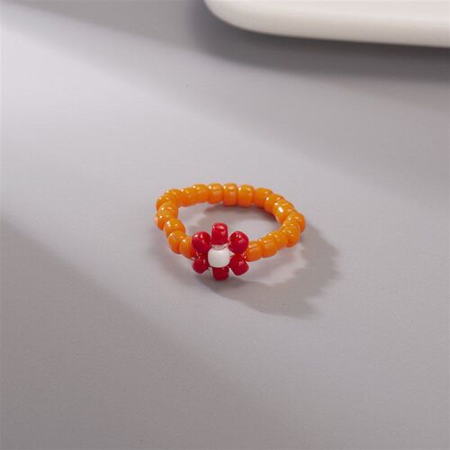 Hyuna Style Handmade Bead Flower Ring Finger Ring Colorful B
