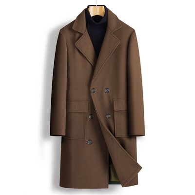 2025 Mens Double-breasted Youth Solid lor Casual Mid-length