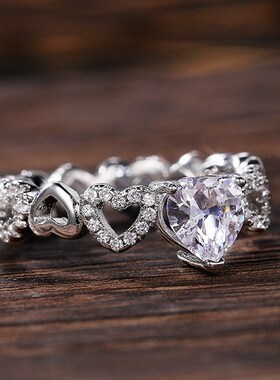Elegant Silver Color Heart-shaped Proposal Ring Women Love K
