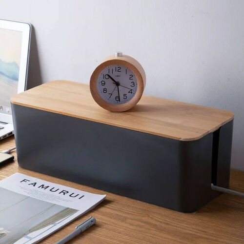 Cable Storage Box Wooden Power Line Storage Case Dustproof C