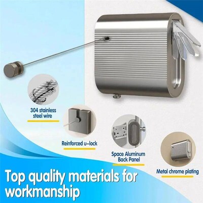 A43T Retractable Clothesline Outdoor Non-Sagging, Retracting