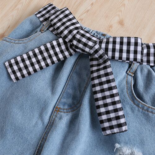 Summer 2025 Girls 3Piece Set Cotton Striped Dot Mesh Tshirt
