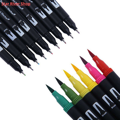 FineLiner Dual Tip Brush Art Markers Pen 12/48/72/100/120 Co