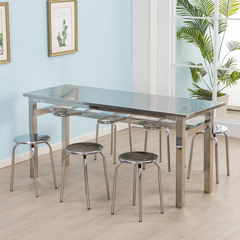 不锈钢餐桌椅饭店小吃店长方形挂凳人人员工食堂学校经济型桌椅,住宅家具,不锈钢/PVC餐桌,淘宝优惠券,粉丝福利购,淘宝优惠卷