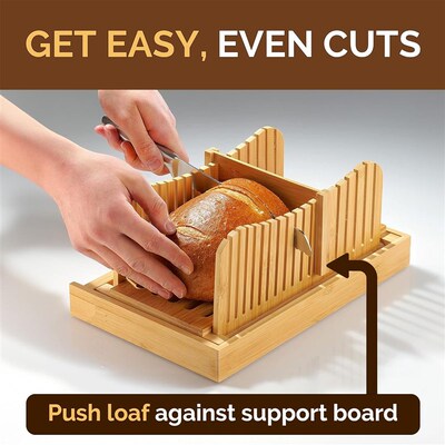 Bamboo Bread Loaf Cutter Slicer with Knife Sandwich