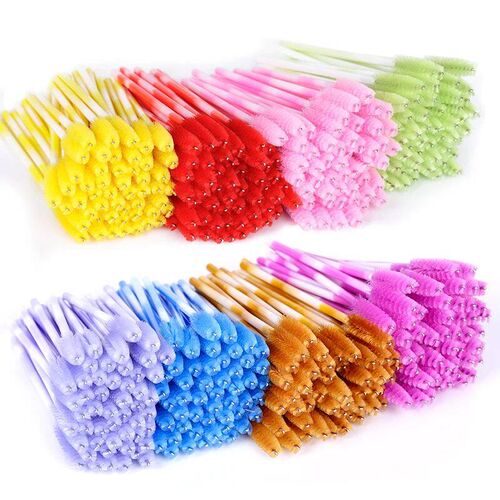 50Pcs Makeup brushes Disposable Crystal Eyebrow brush Diamon