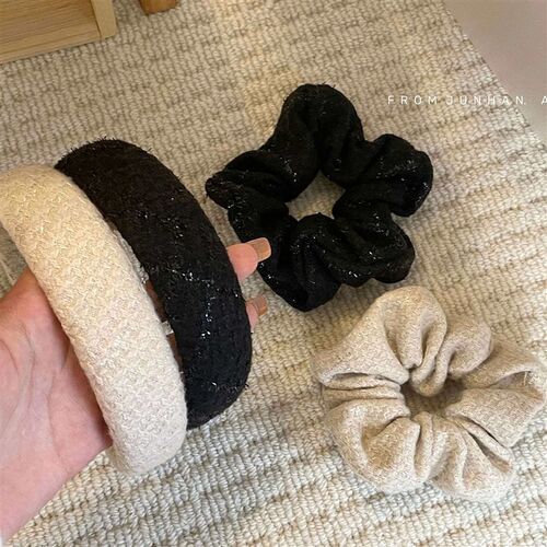 French Style Fine Flash Advanced Hairband Black White Simple