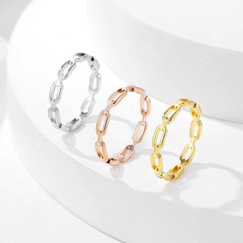 Laser Cut Titanium Steel Chain Ring Women Ins Distinctive Sq