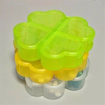 Durable Plastic Pill Storage Box Four-leaf Clover 4 Grids