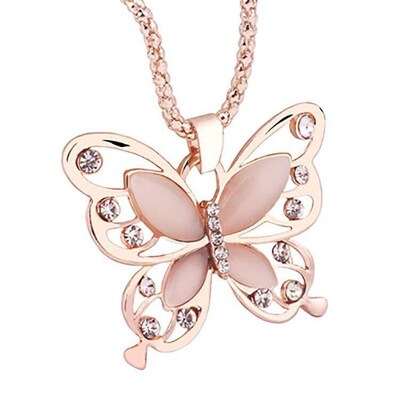 Korean-style Long Opel Hollow Butterfly Elegant Diamond Love