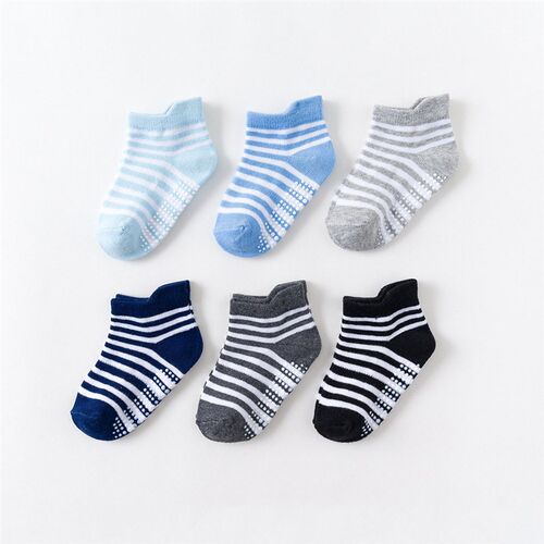 6 Pairs/lot 0 to 6 Yrs Cotton Childrens Anti-slip Boat Sock