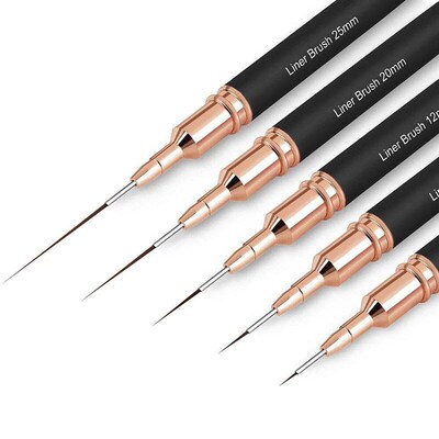 Black Nail Art Liner Brushes 5Sizes Painting Nail Design Pen
