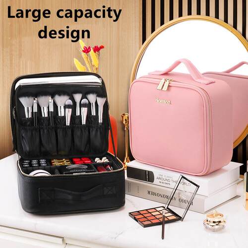 2023 Smart LED Cosmetic Case with Mirror Cosmetic Bag Large