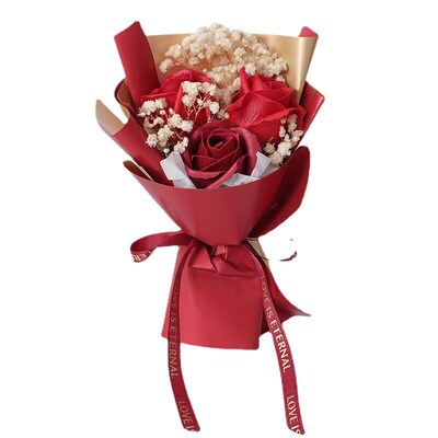 Mini Bouquet Of Roses, Gypsophila, Everlasting Flowers, Drie