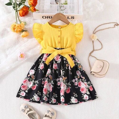 Dress For Kids 1-7 Years old Birthday Korean Style Short Sle