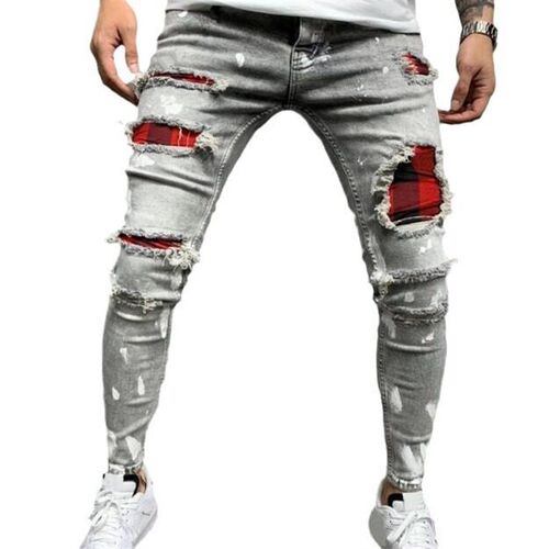 2025 High Quality Mens Jeans Dump Paint Hole Fashion Popula