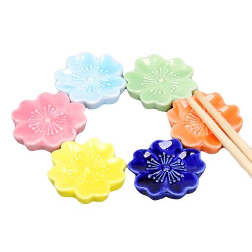 Ceramic Sakura Blossom Chopsticks Holder Colorful Spoon Fork