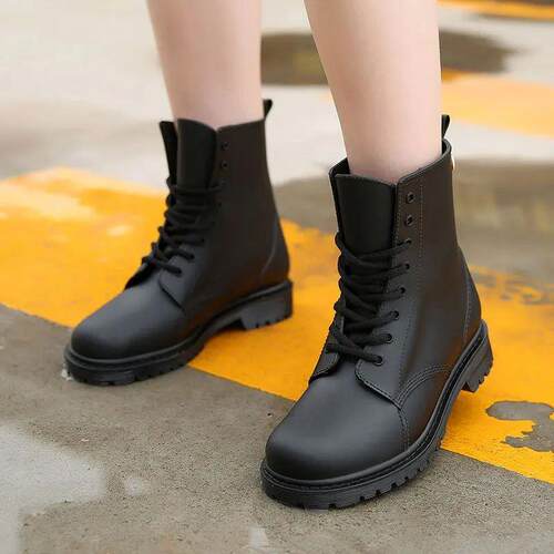 Fashion Women Rain Boots Waterproof Shoes Woman Square Heel