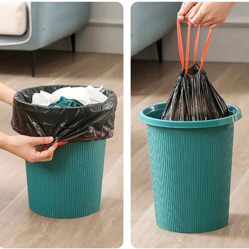 1 Roll Trash Bags Thicken Drawstring Garbage Bags Household