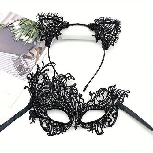 -PIECE combo Halloween Dance Lace Mask Lace headband