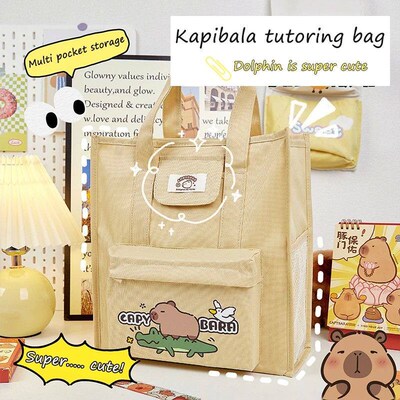 Multifunction Capybara Tote Bag Handheld Side Mesh Pocket Ca