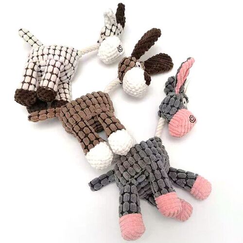 Fun Pet Toy Donkey Shape Corduroy Chew Toy For Dogs Puppy Sq