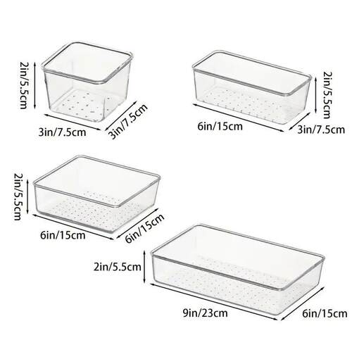 10-Piece Versatile Drawer Organizer Set - Clear Plastic Tray