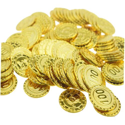 100pcs Gold Coins Pirate Treasure Game Halloween Kids Party