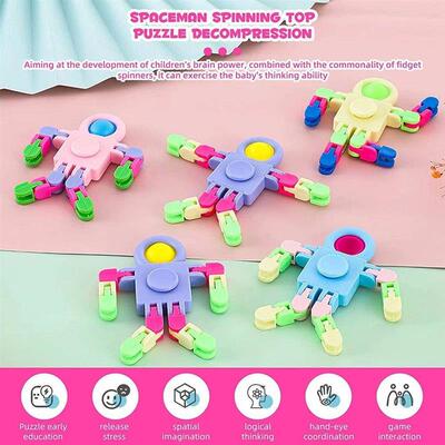 4PCS Fidget Sensory Spinner Toys Transformable Cha Robot Fin